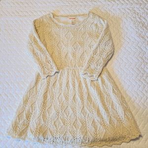 Toddler Girls Cream Crochet Sweater Dress